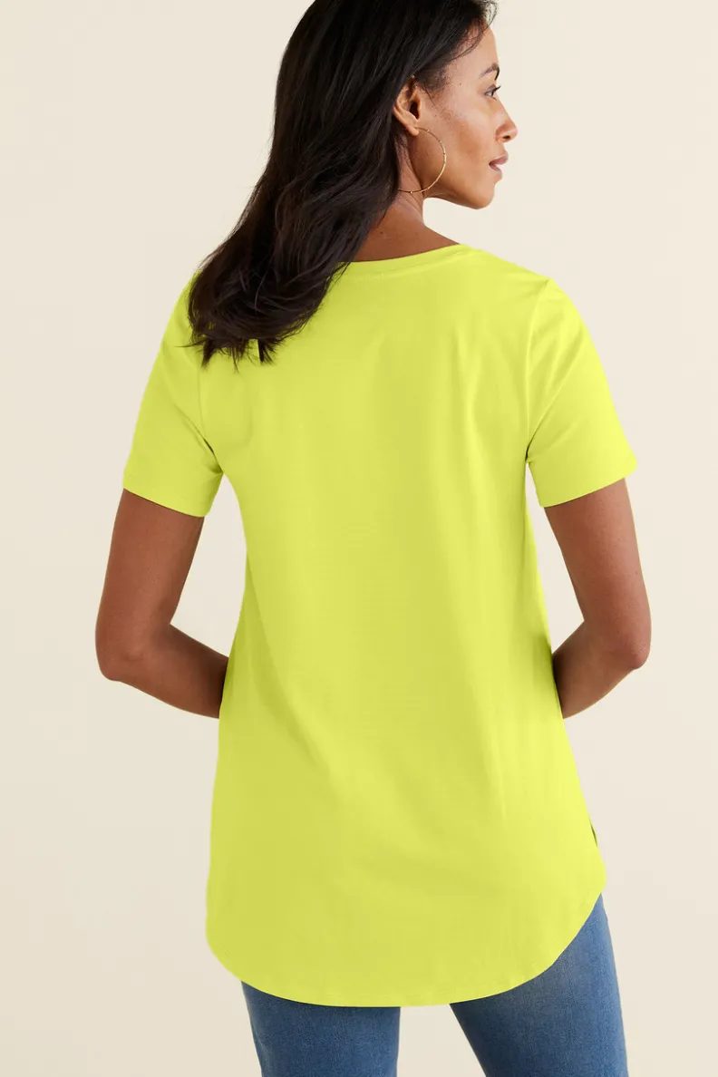 Túnica Isabel de Manga Corta en Algodón Supima - Diseño Cómodo y Versátil para Mujer | Confección Suave de Soft Surroundings | Prenda Superior para Combinar con Leggings
