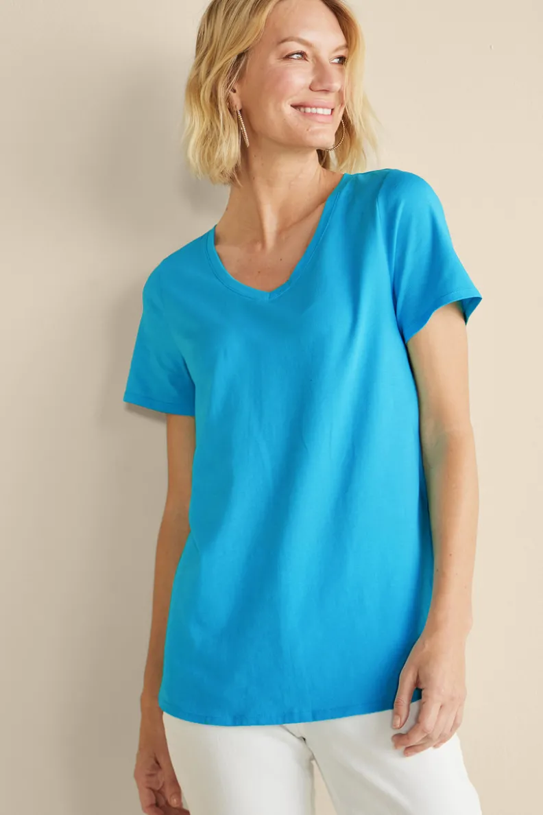 Túnica Isabel de Manga Corta en Algodón Supima - Diseño Cómodo y Versátil para Mujer | Confección Suave de Soft Surroundings | Prenda Superior para Combinar con Leggings