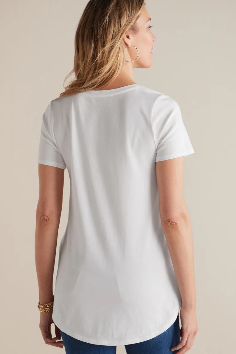 Túnica Isabel de Manga Corta en Algodón Supima - Diseño Cómodo y Versátil para Mujer | Confección Suave de Soft Surroundings | Prenda Superior para Combinar con Leggings