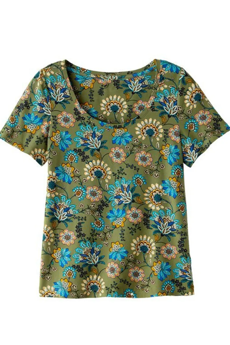 Camiseta Básica Supima de Manga Corta - Suavidad Excepcional by Soft Surroundings