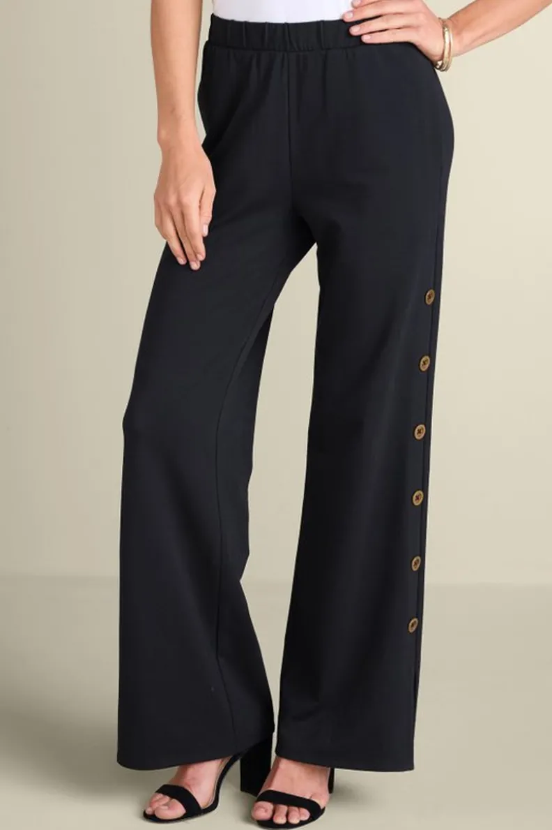 Pantalones Anchos French Terry Sorrento - Negro Ultra Suave con Ajuste Relajado (Colección Soft Surroundings) 

，