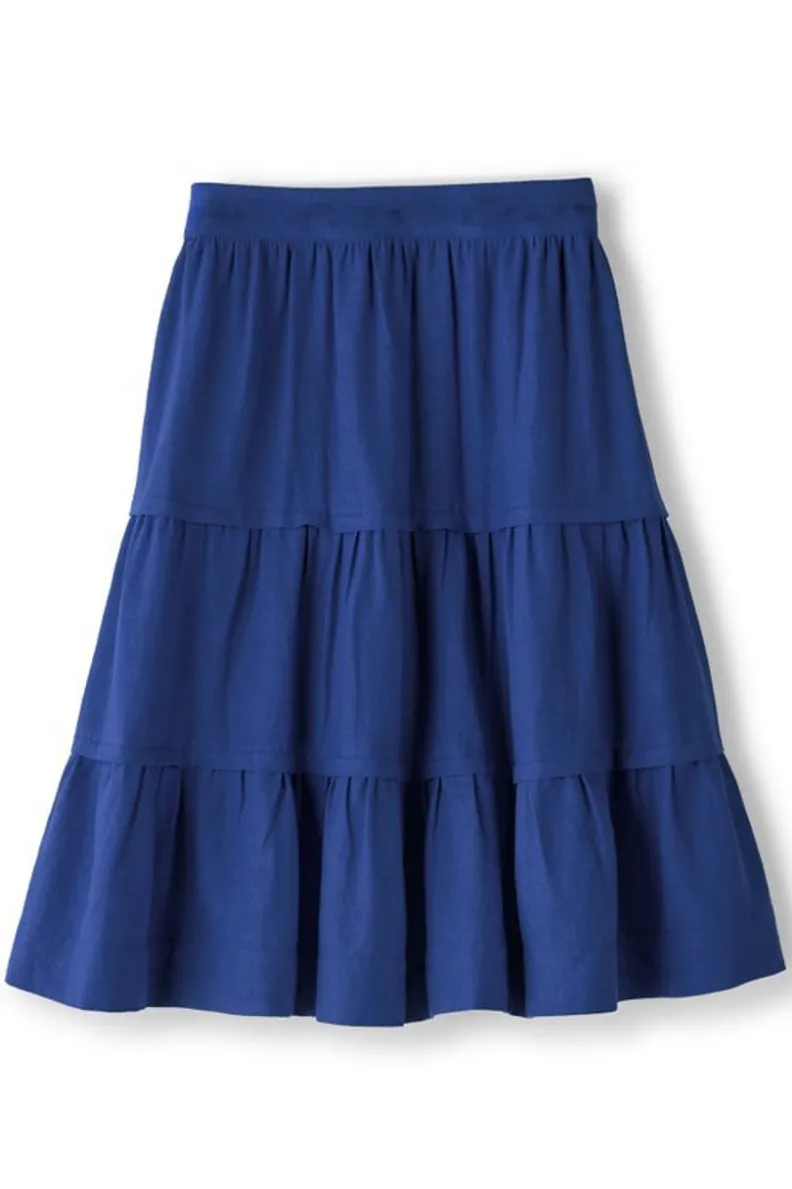 Falda Talisa de Soft Surroundings - Tejido en lino y viscosa, corte midi cómodo con detalles de costura premium. Disponible en tonos neutros para looks casual-elegantes.