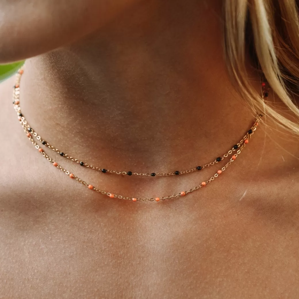 Collar ajustable estilo bohemio en tonos mandarina - Joyería Atolea ¡Descuento relámpago por tiempo limitado!