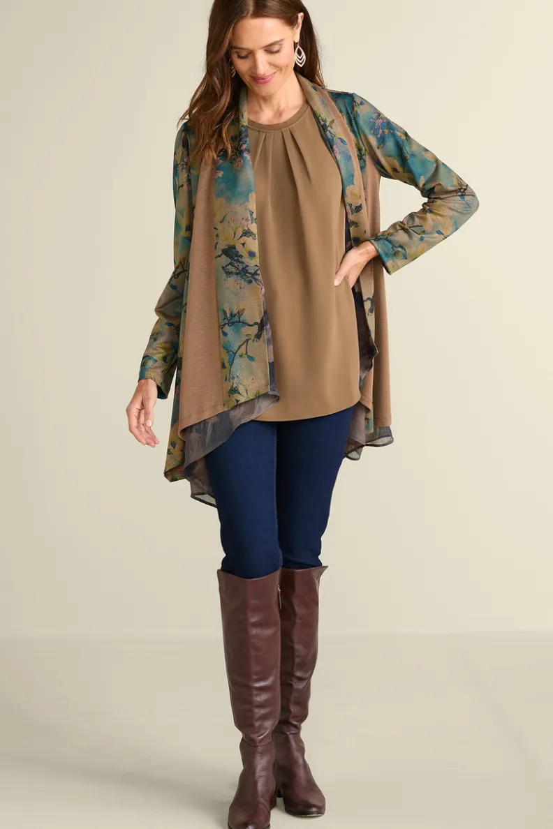 Túnica Teagan de Soft Surroundings - Blusa Holgada con Detalles en Punto para un Estilo Casual Sofisticado  

(Nota: Esta versión reorganiza elementos clave manteniendo la esencia original, incorpora términos descriptivos naturales como 