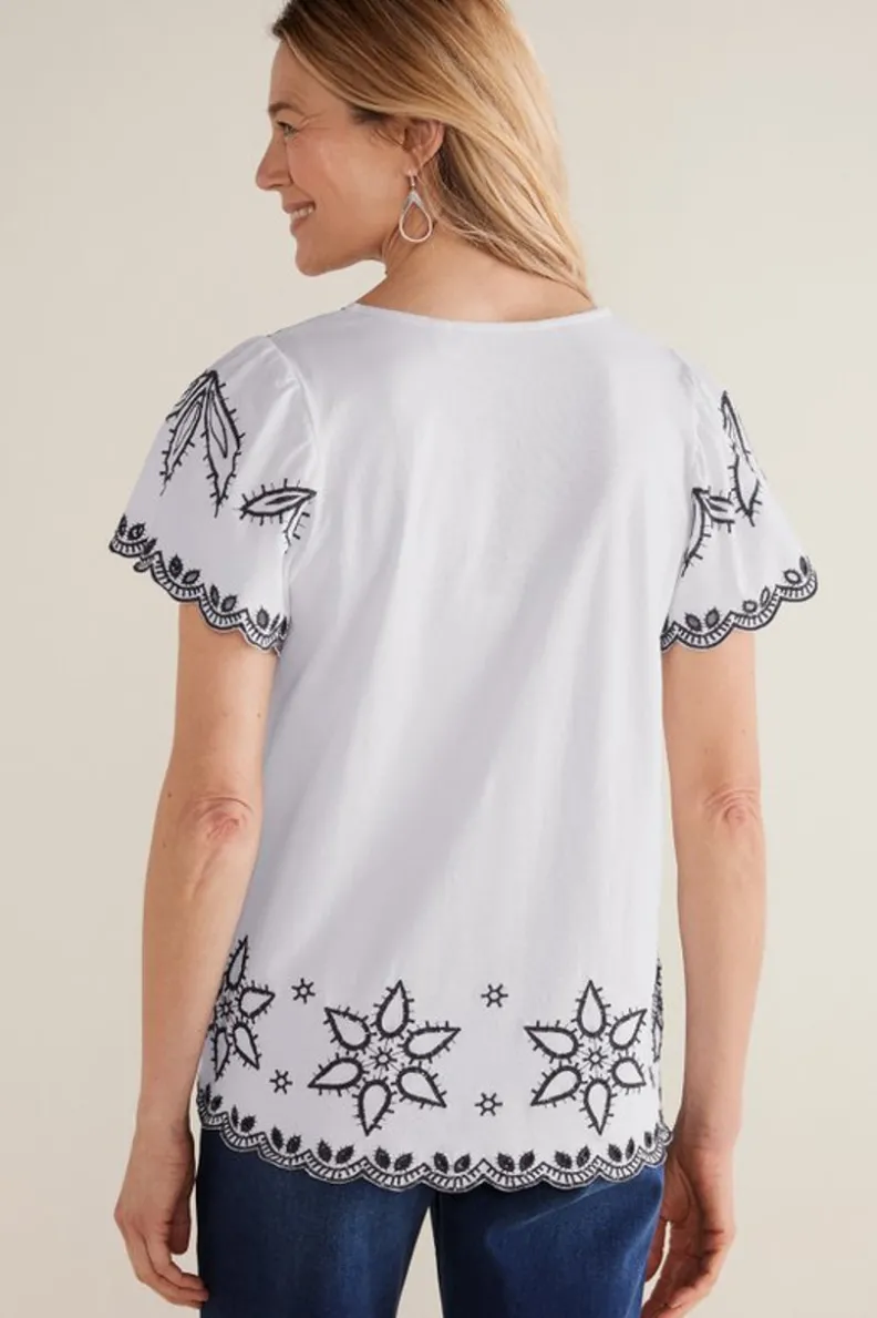 Blusa Bordada Teres - Diseño Artesanal en Marfil Perlado de Soft Surroundings