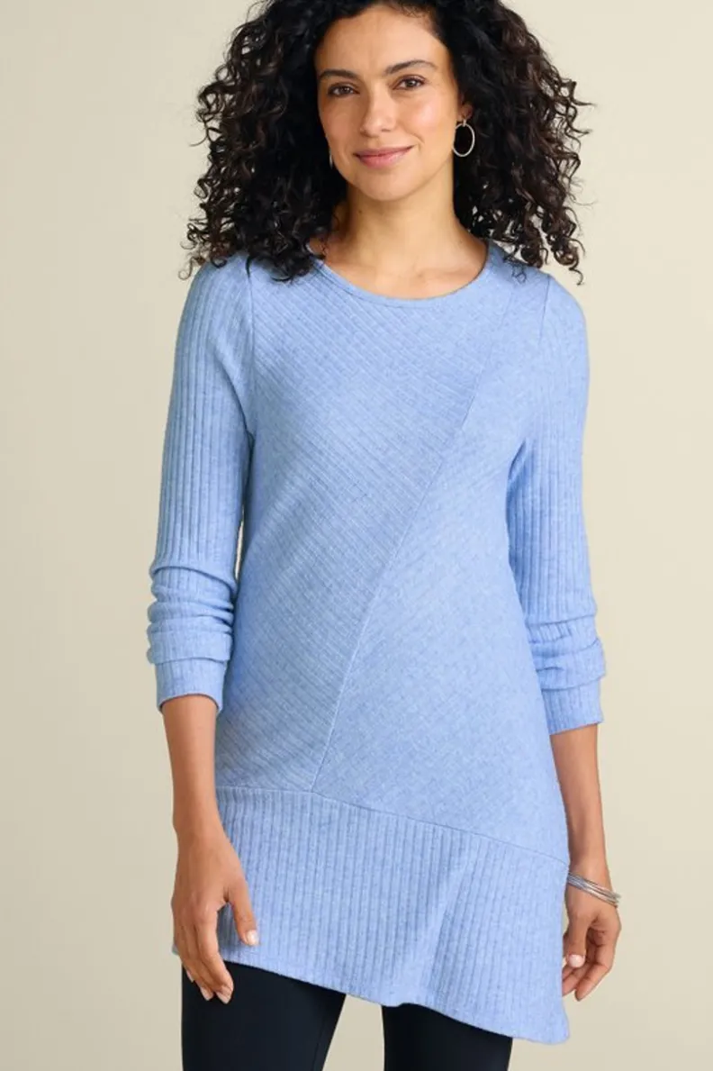 Sofisticada túnica asimétrica con textura artesanal - Blusa casual de corte moderno by Soft Surroundings