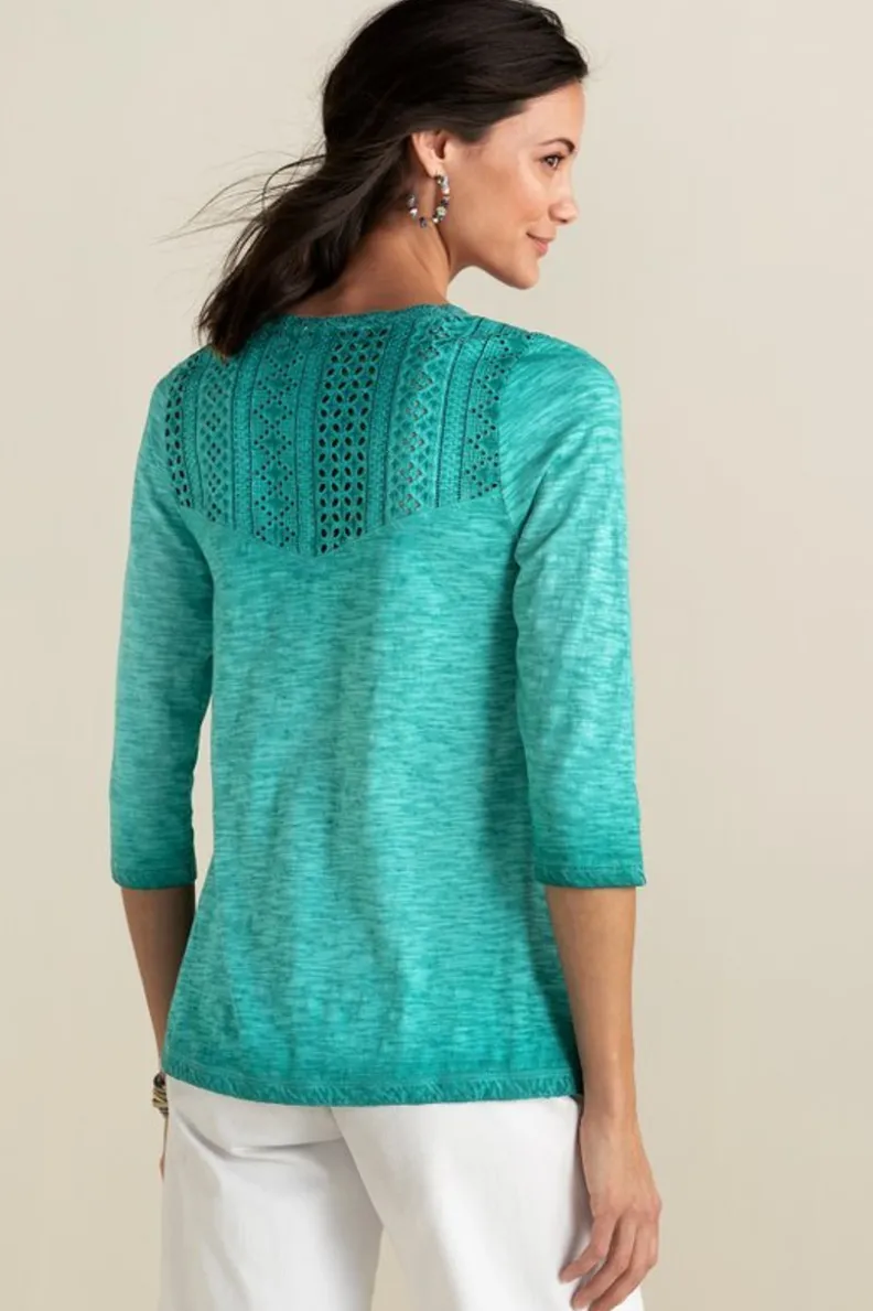 Blusa de Encaje Trevi en Verde Esmeralda - Diseño Fresco y Elegante de Tops Soft Surroundings