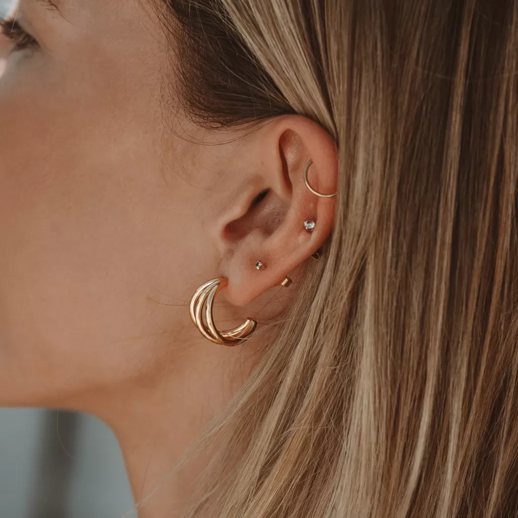 Aros Triples Deslumbrantes | Joyería Atolea - Diseño Exclusivo en Tendencia