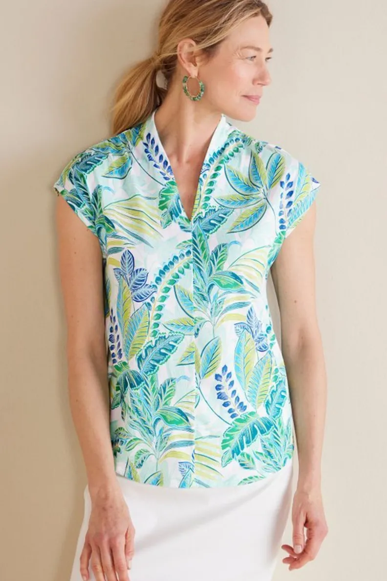 Blusa Hawaiana Crepuscular con Estampado Exótico - Diseño Cómodo de Soft Surroundings