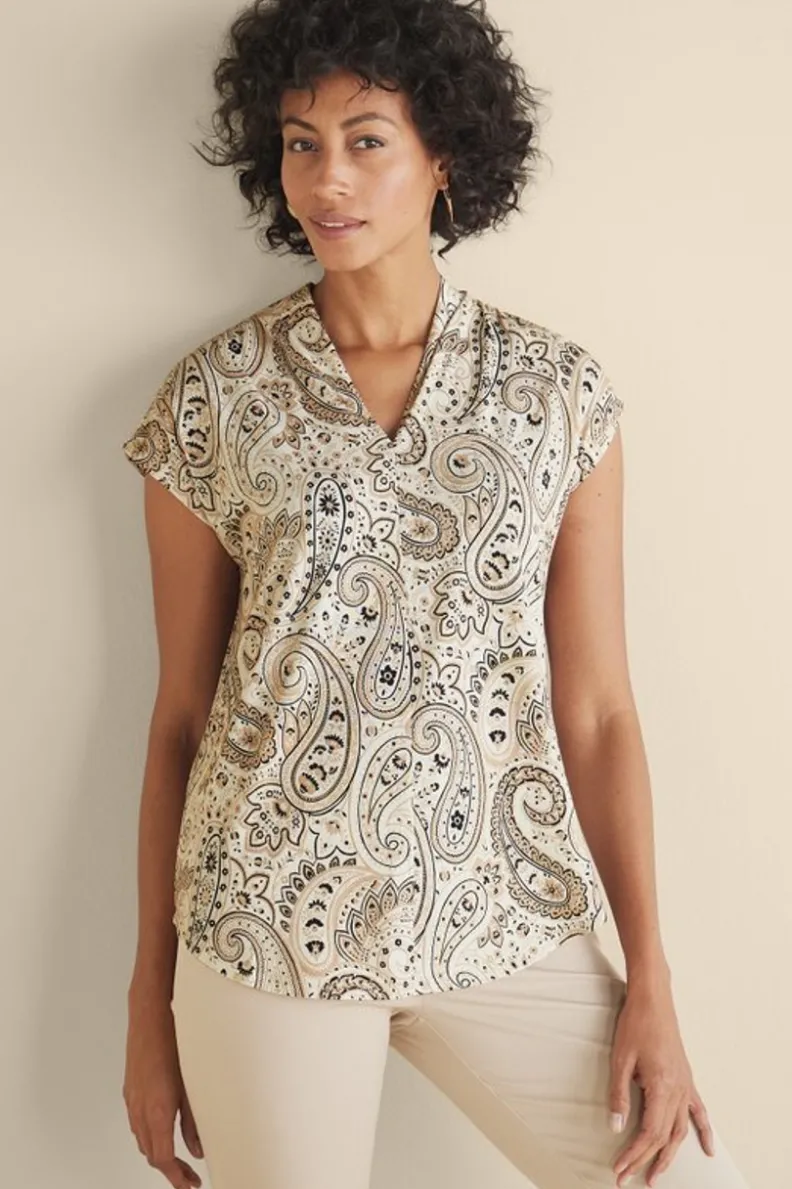 Blusa Hawaiana Crepuscular con Estampado Exótico - Diseño Cómodo de Soft Surroundings