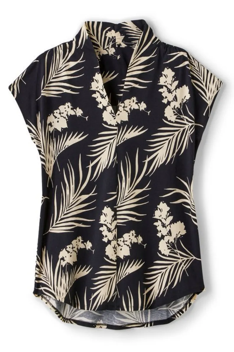 Blusa Hawaiana Crepuscular con Estampado Exótico - Diseño Cómodo de Soft Surroundings