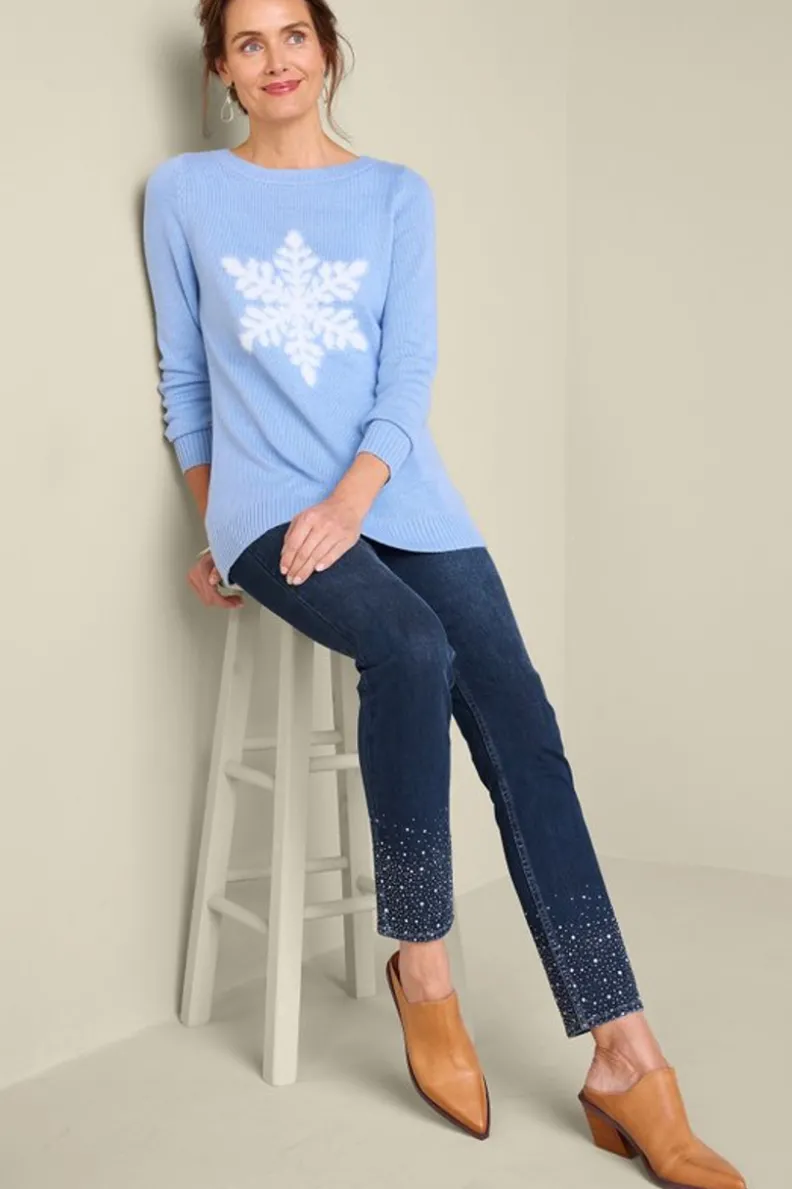 Pantalones Vaqueros Soft Surroundings: Corte Slim Elástico con Detalles Cristal y Lavado Río Desgastado - Comodidad Premium en Denim