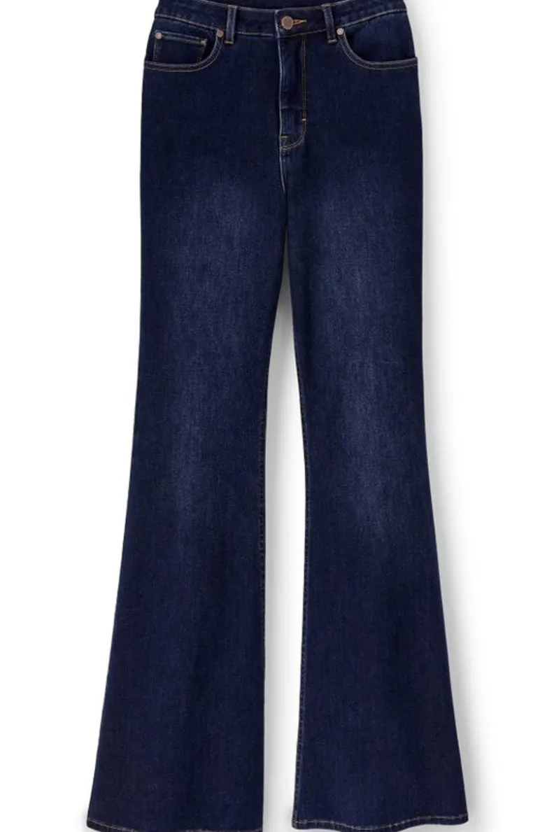 Soft Surroundings - Pantalones Acampanados en Denim Premium con Lavado Azul Marino, Estilo Clásico y Ajuste Cómodo