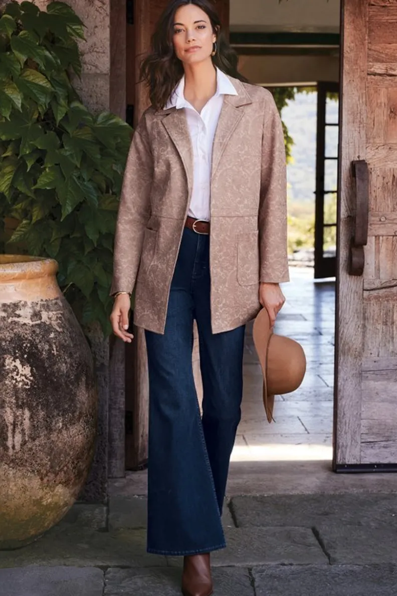 Soft Surroundings - Pantalones Acampanados en Denim Premium con Lavado Azul Marino, Estilo Clásico y Ajuste Cómodo