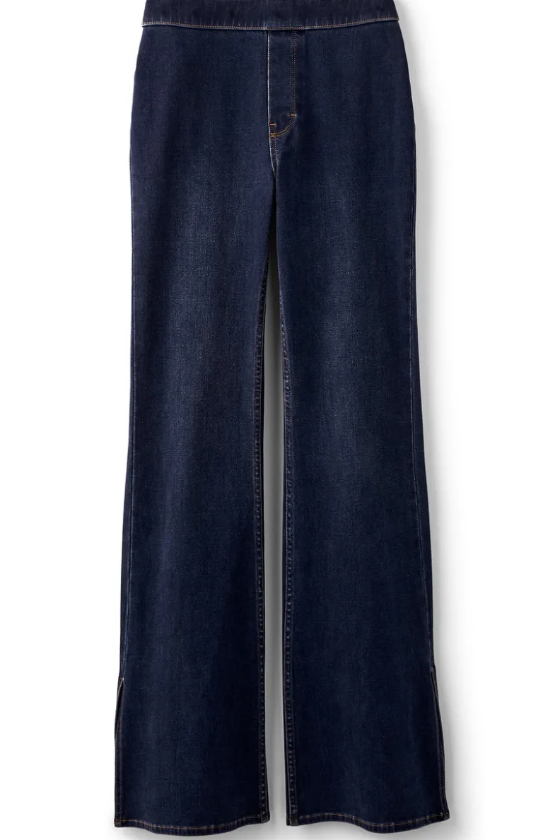 Soft Surroundings Jeans - Mezclilla Acampanada con Detalle de Abertura en Bajo y Lavado Azul Océano