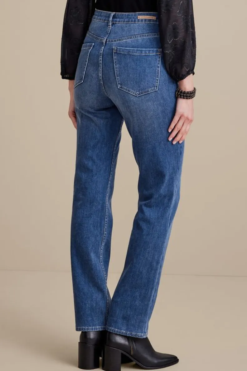 Jeans Soft Surroundings: Vaqueros Rectos en Denim Ultraconfort - Estilo Clásico que Acompaña Tu Movimiento