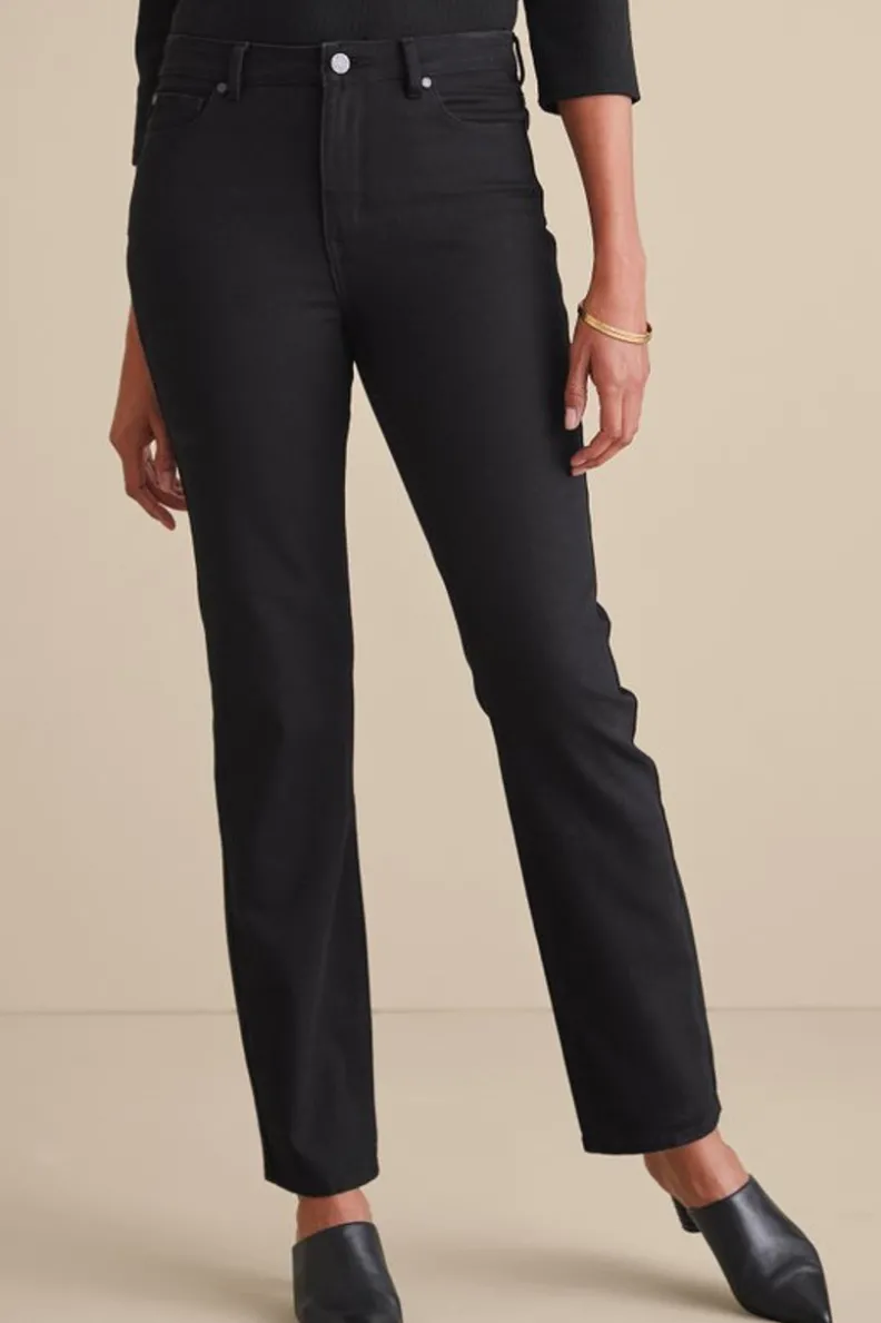Jeans Soft Surroundings: Vaqueros Rectos en Denim Ultraconfort - Estilo Clásico que Acompaña Tu Movimiento