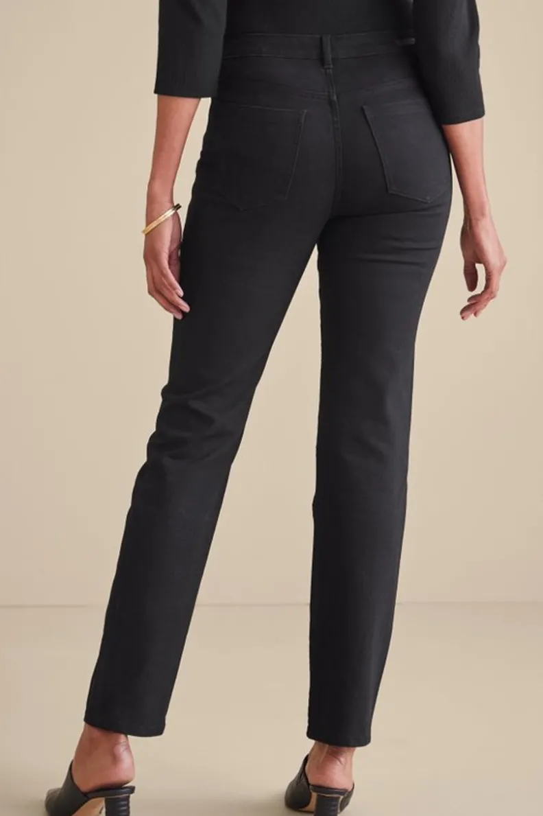 Jeans Soft Surroundings: Vaqueros Rectos en Denim Ultraconfort - Estilo Clásico que Acompaña Tu Movimiento