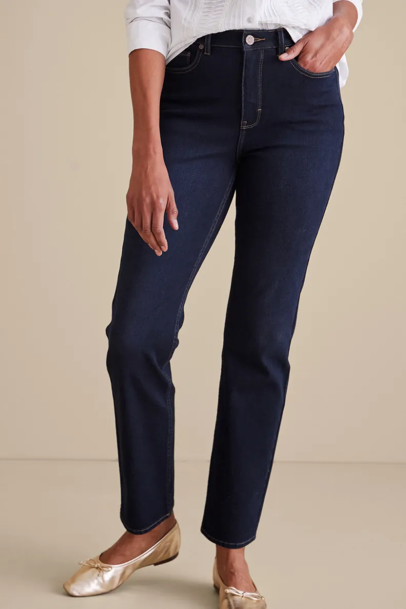 Jeans Soft Surroundings: Vaqueros Rectos en Denim Ultraconfort - Estilo Clásico que Acompaña Tu Movimiento