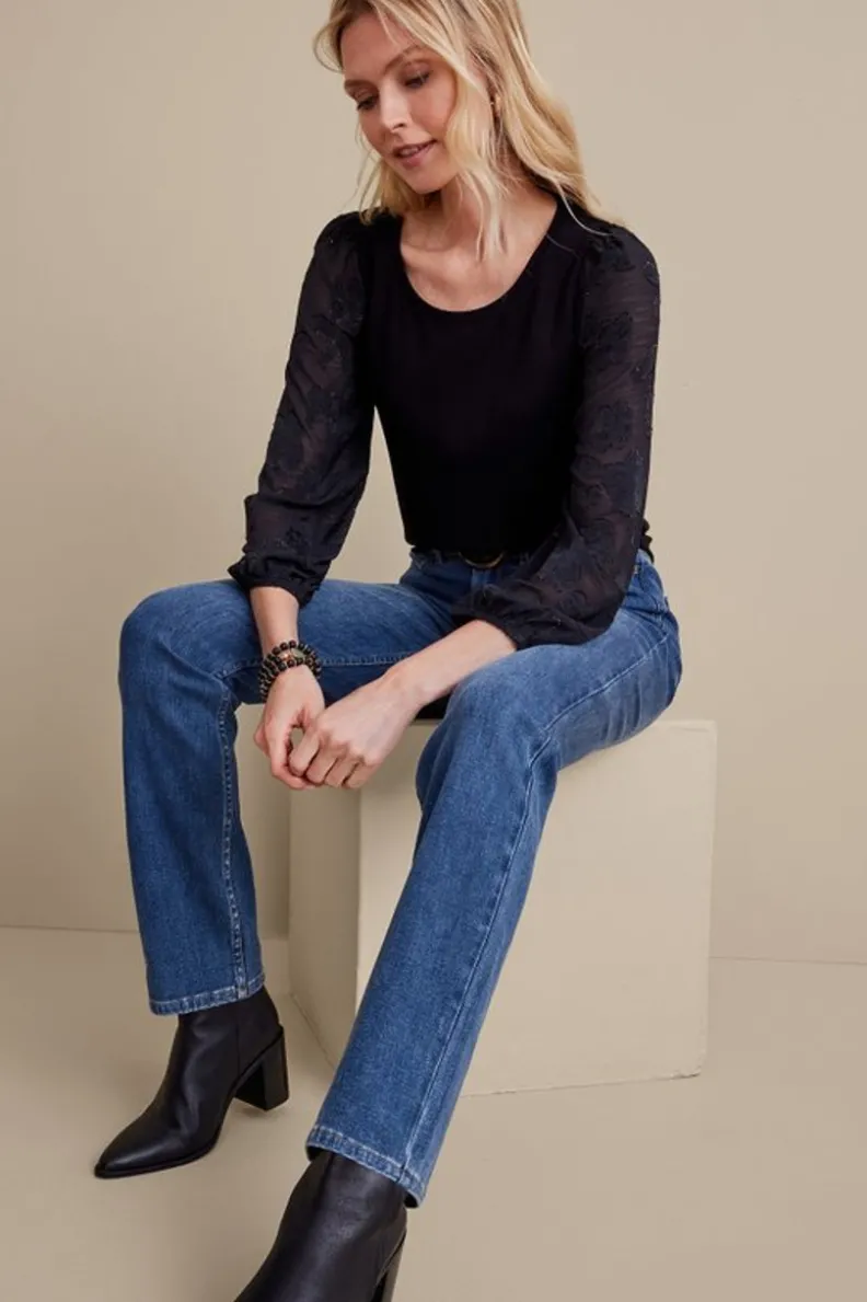 Jeans Soft Surroundings: Vaqueros Rectos en Denim Ultraconfort - Estilo Clásico que Acompaña Tu Movimiento