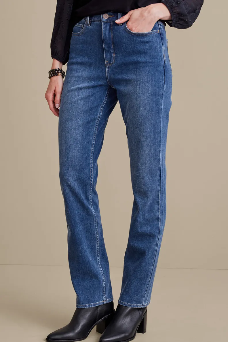 Jeans Soft Surroundings: Vaqueros Rectos en Denim Ultraconfort - Estilo Clásico que Acompaña Tu Movimiento