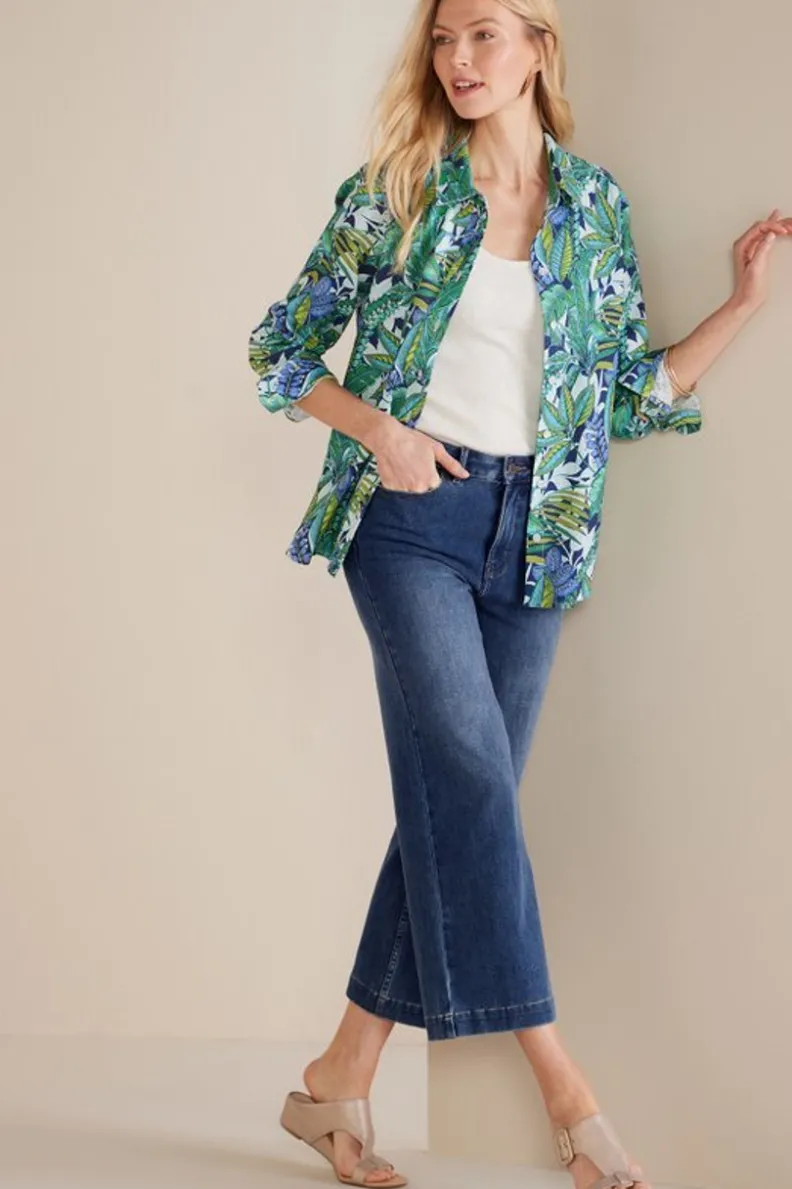 Vaqueros cortos wide leg en denim premium - Lavado 