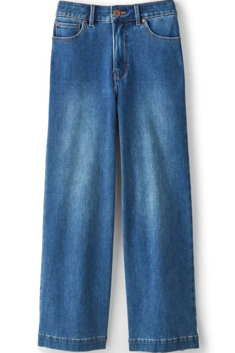 Vaqueros cortos wide leg en denim premium - Lavado 