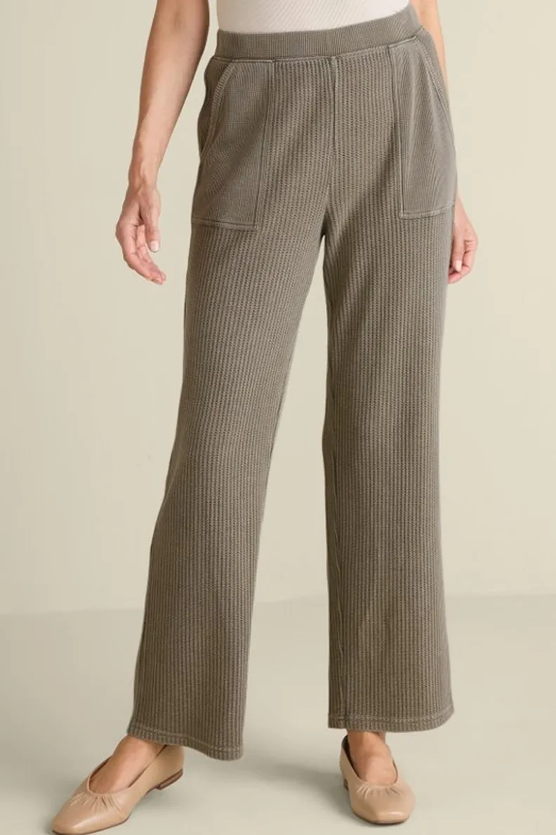 Pantalones Vala Jogger de Tejido Waffle - Olive Ahumado | Cintura Elástica | Soft Surroundings | Estilo Cómodo para Día a Día