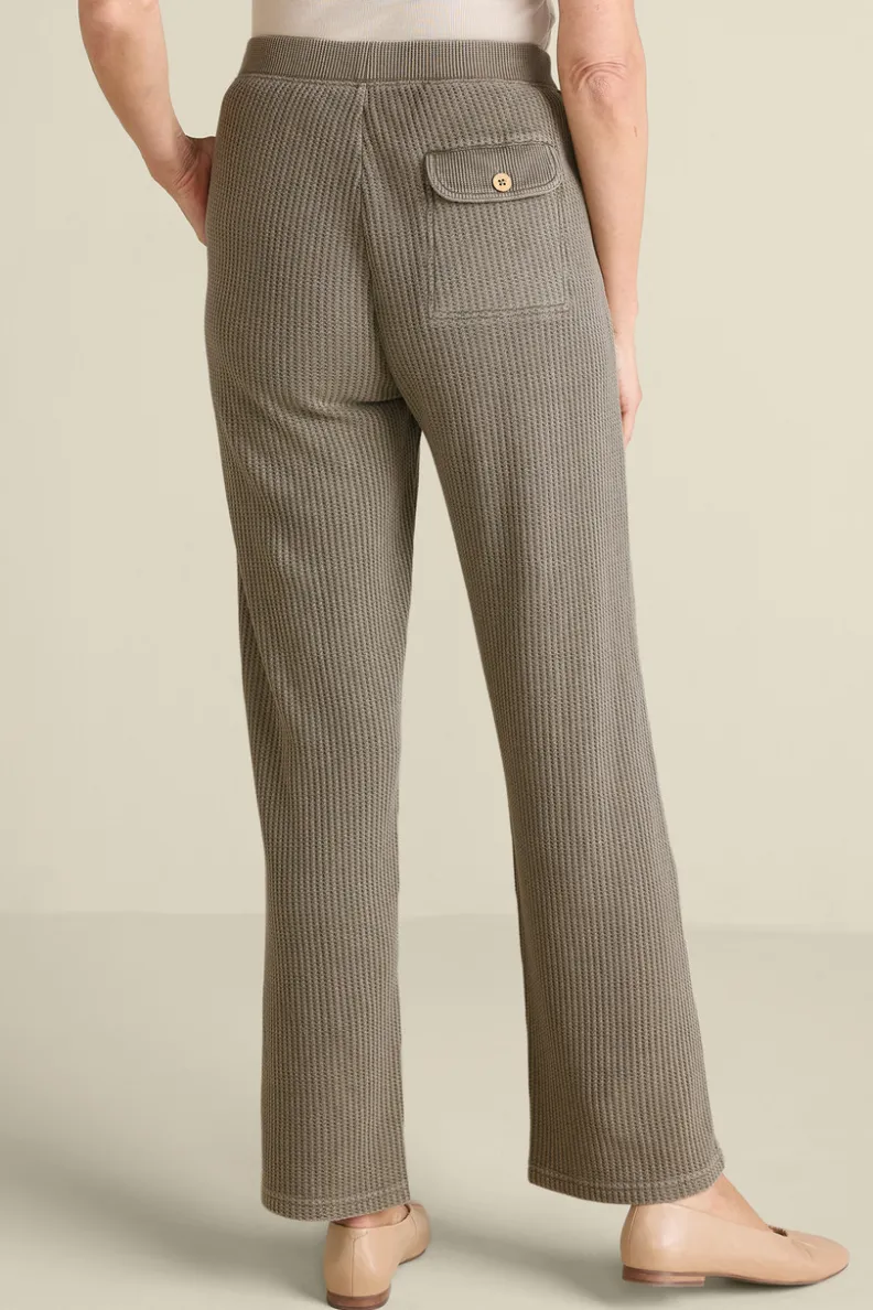 Pantalones Vala Jogger de Tejido Waffle - Olive Ahumado | Cintura Elástica | Soft Surroundings | Estilo Cómodo para Día a Día
