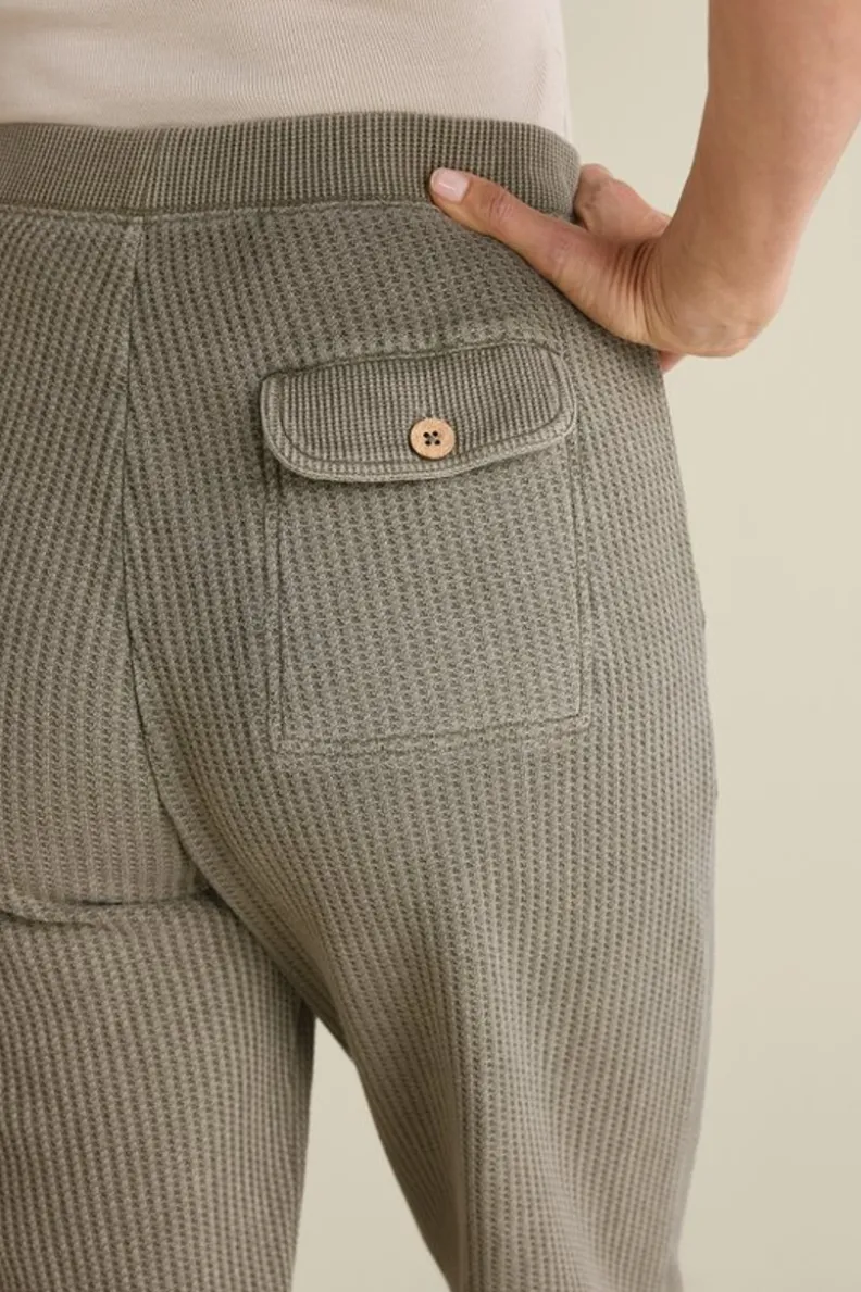 Pantalones Vala Jogger de Tejido Waffle - Olive Ahumado | Cintura Elástica | Soft Surroundings | Estilo Cómodo para Día a Día