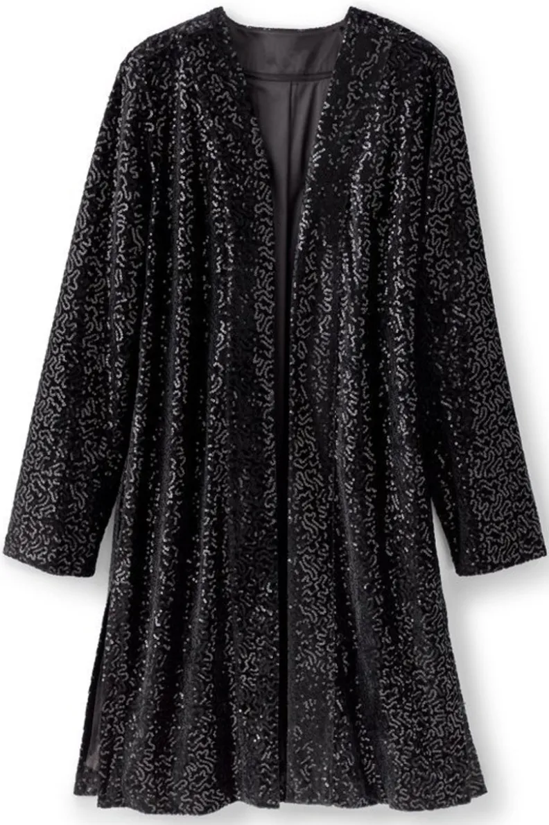 Chaleco Valetta con Lentejuelas Negras - Abrigos Elegantes Soft Surroundings Brillo Nocturno