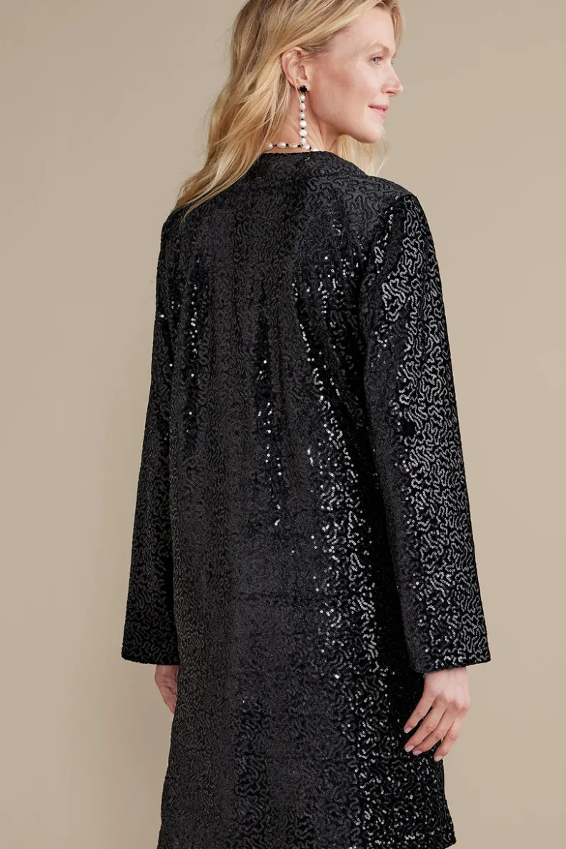 Chaleco Valetta con Lentejuelas Negras - Abrigos Elegantes Soft Surroundings Brillo Nocturno