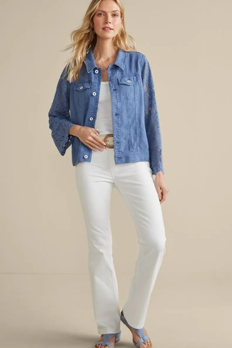 Chaqueta Varese de Soft Surroundings - Mezcla de Lino en Azul Colonia, Ligera y Versátil