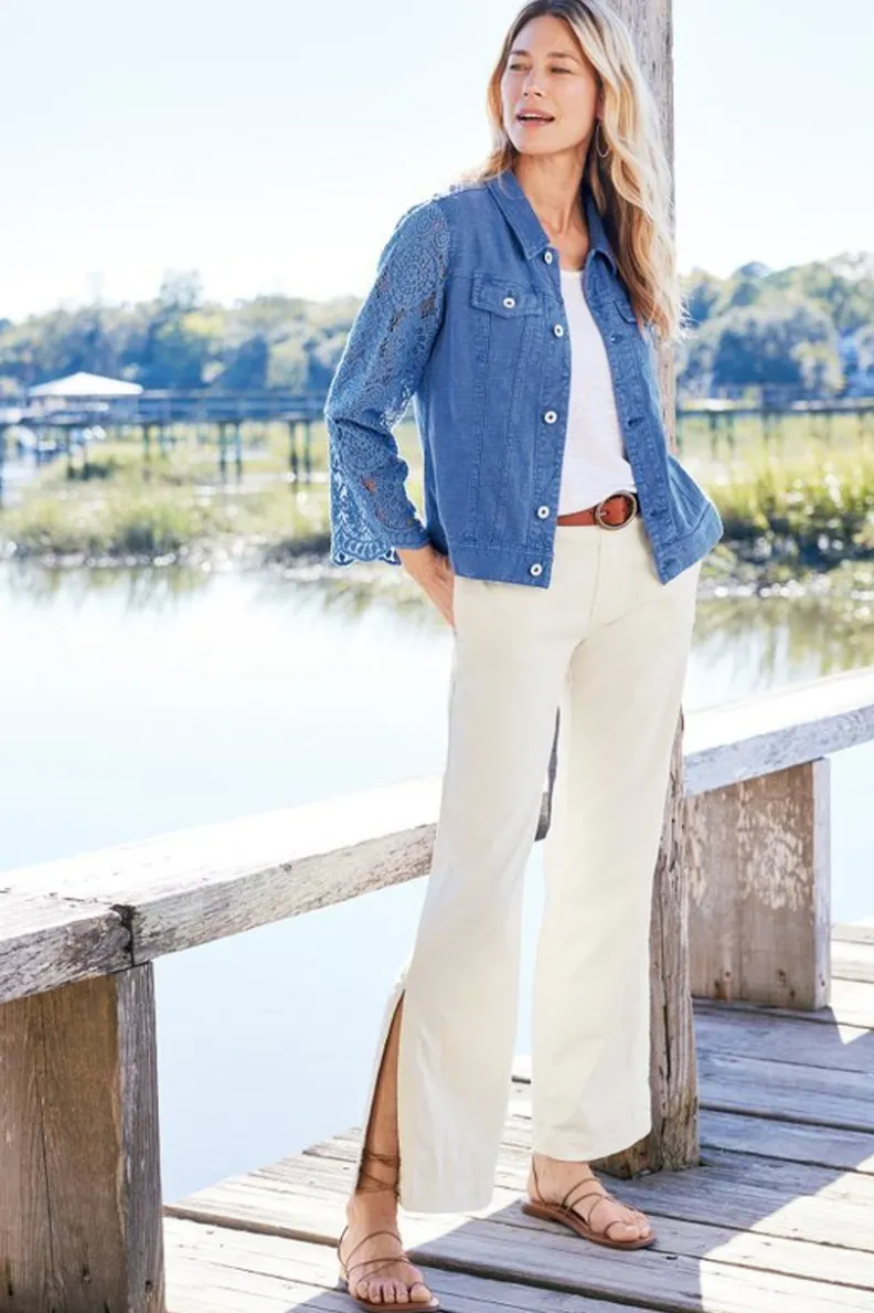 Chaqueta Varese de Soft Surroundings - Mezcla de Lino en Azul Colonia, Ligera y Versátil