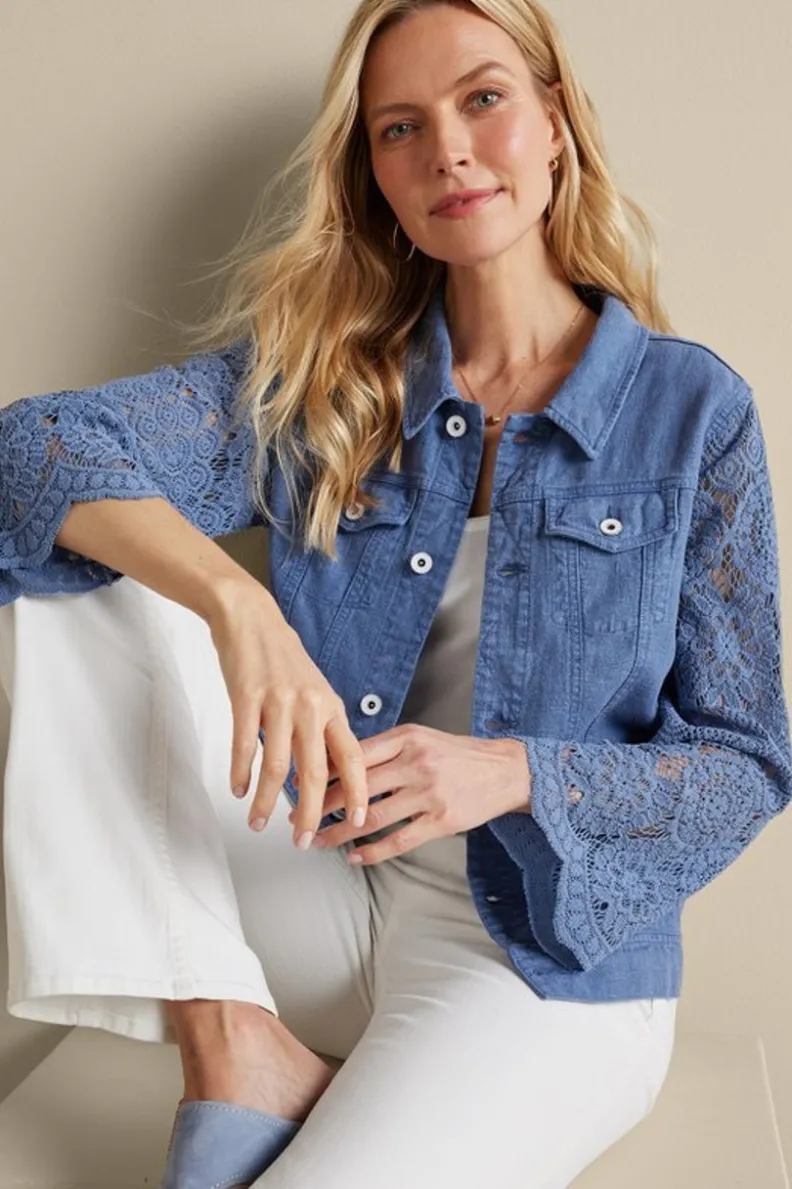 Chaqueta Varese de Soft Surroundings - Mezcla de Lino en Azul Colonia, Ligera y Versátil