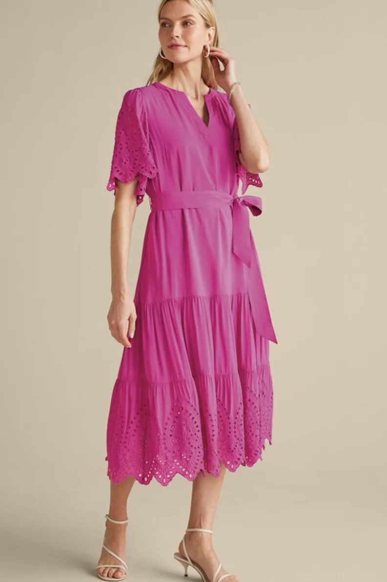 Vestido Midí Verena con Detalles de Ojillos - Soft Surroundings en Tono Orquídea Intenso