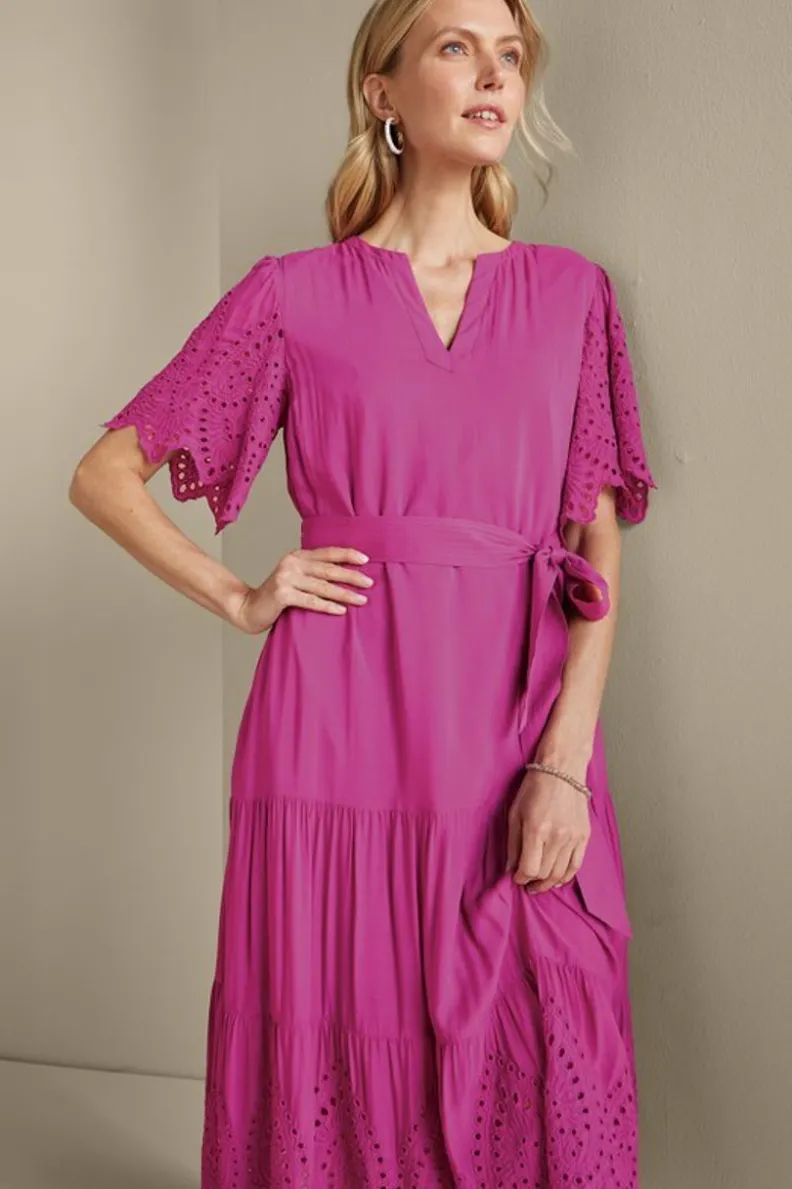 Vestido Midí Verena con Detalles de Ojillos - Soft Surroundings en Tono Orquídea Intenso