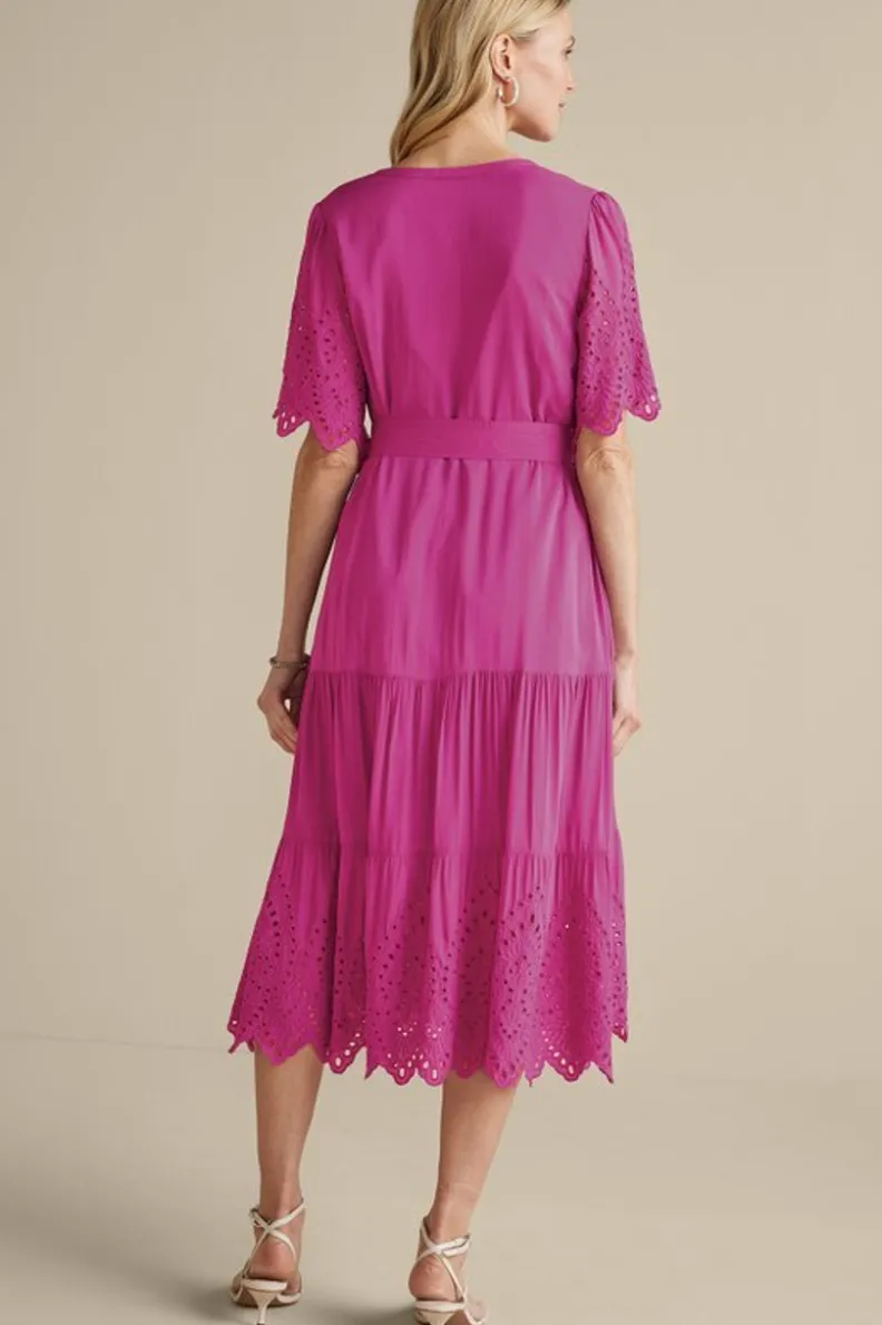 Vestido Midí Verena con Detalles de Ojillos - Soft Surroundings en Tono Orquídea Intenso