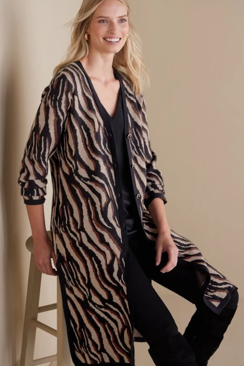Chaquetón Veronica de Tejido Jacquard - Estampado Animal en Tonos Neutros | Colección Cálida Soft Surroundings