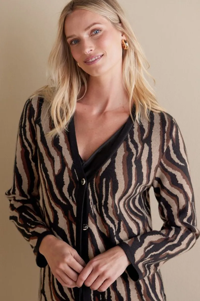 Chaquetón Veronica de Tejido Jacquard - Estampado Animal en Tonos Neutros | Colección Cálida Soft Surroundings