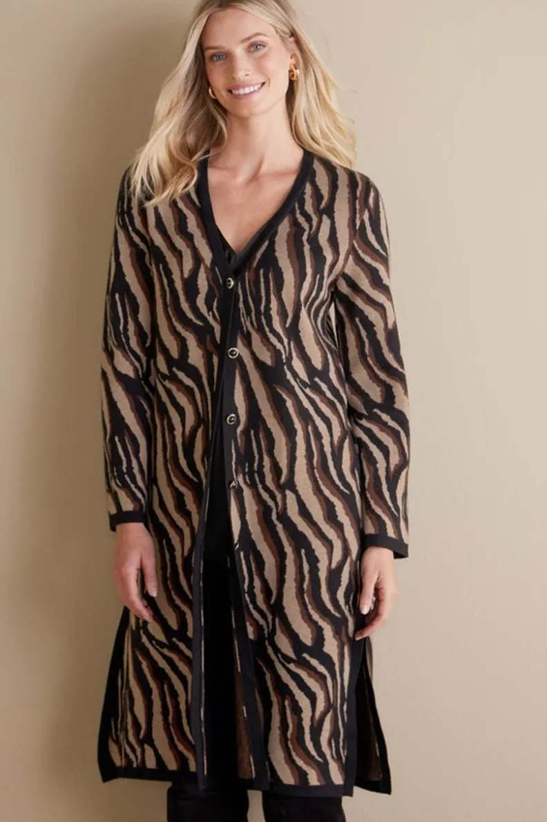 Chaquetón Veronica de Tejido Jacquard - Estampado Animal en Tonos Neutros | Colección Cálida Soft Surroundings