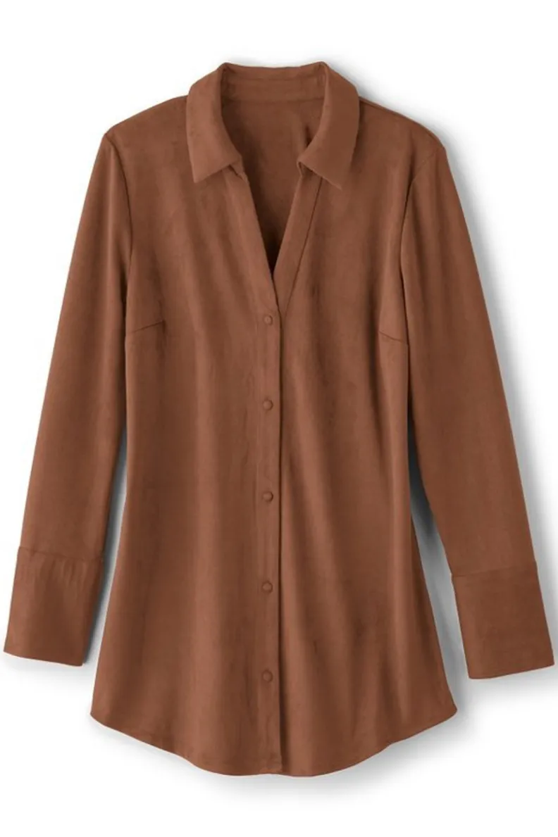 Vibrante Túnica en Ecopiel Suave Vida - Colección Otoño-Invierno by Tops & Soft Surroundings, Conforto y Estilo en Diseño Versátil