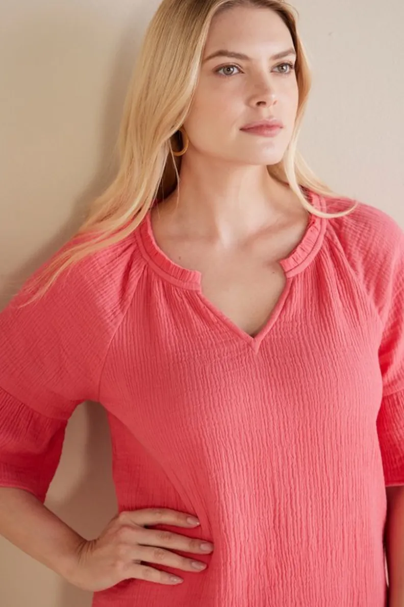 Jersey Suave de Gasilla Vinka en Coral Atardecer - Tops Entornos Cálidos