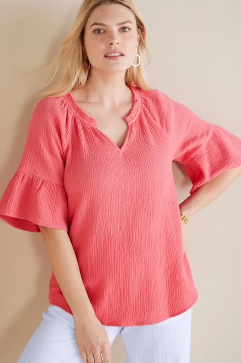 Jersey Suave de Gasilla Vinka en Coral Atardecer - Tops Entornos Cálidos