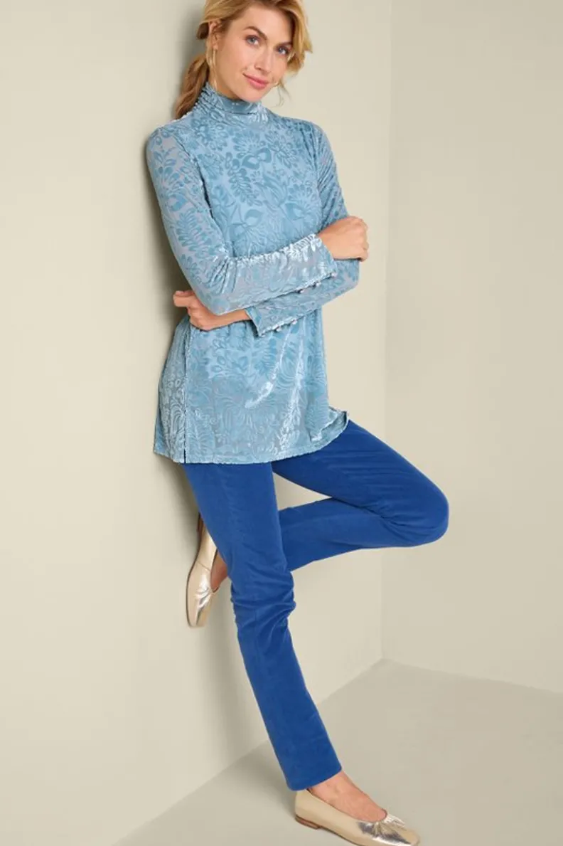 Jersey Walden de Terciopelo Suave - Cuello Alto con Detalles Elegantes | Tops-Soft Surroundings