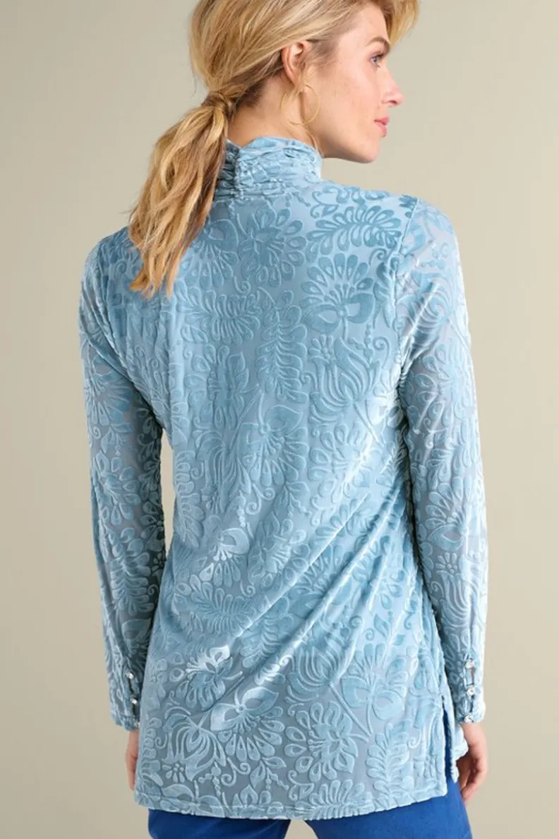 Jersey Walden de Terciopelo Suave - Cuello Alto con Detalles Elegantes | Tops-Soft Surroundings