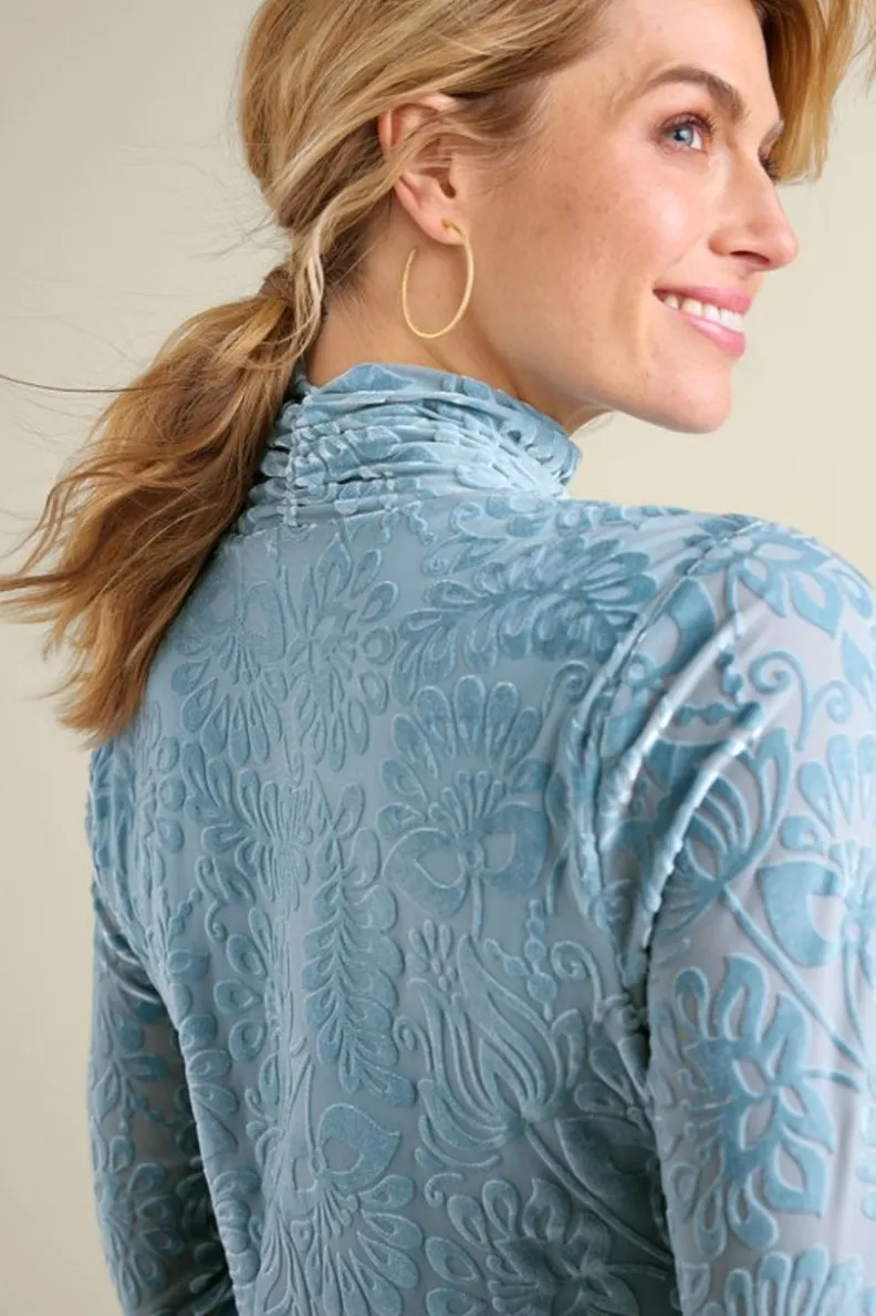 Jersey Walden de Terciopelo Suave - Cuello Alto con Detalles Elegantes | Tops-Soft Surroundings