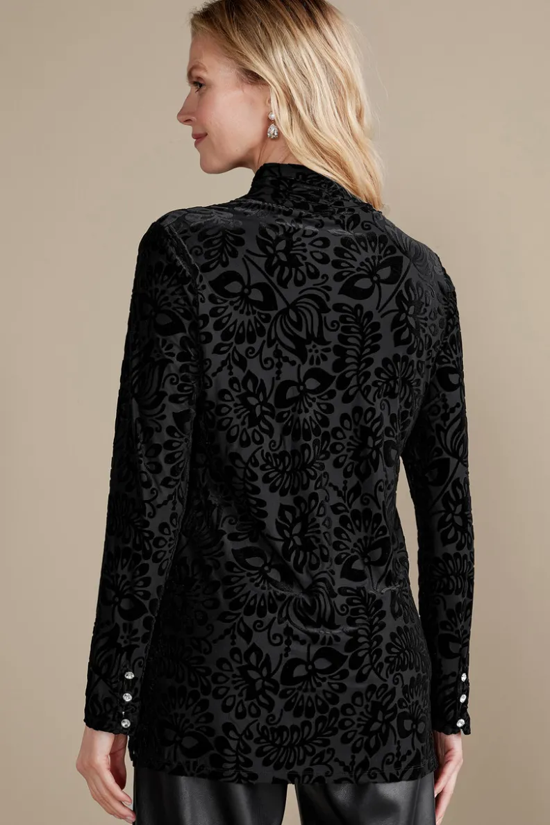 Jersey Walden de Terciopelo Suave - Cuello Alto con Detalles Elegantes | Tops-Soft Surroundings