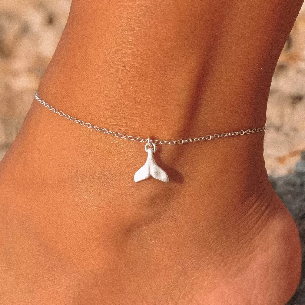 Pulsera Tobillera Plata Sterling - Diseño Ballena Atolea Joyería - Tendencia Verano 2024