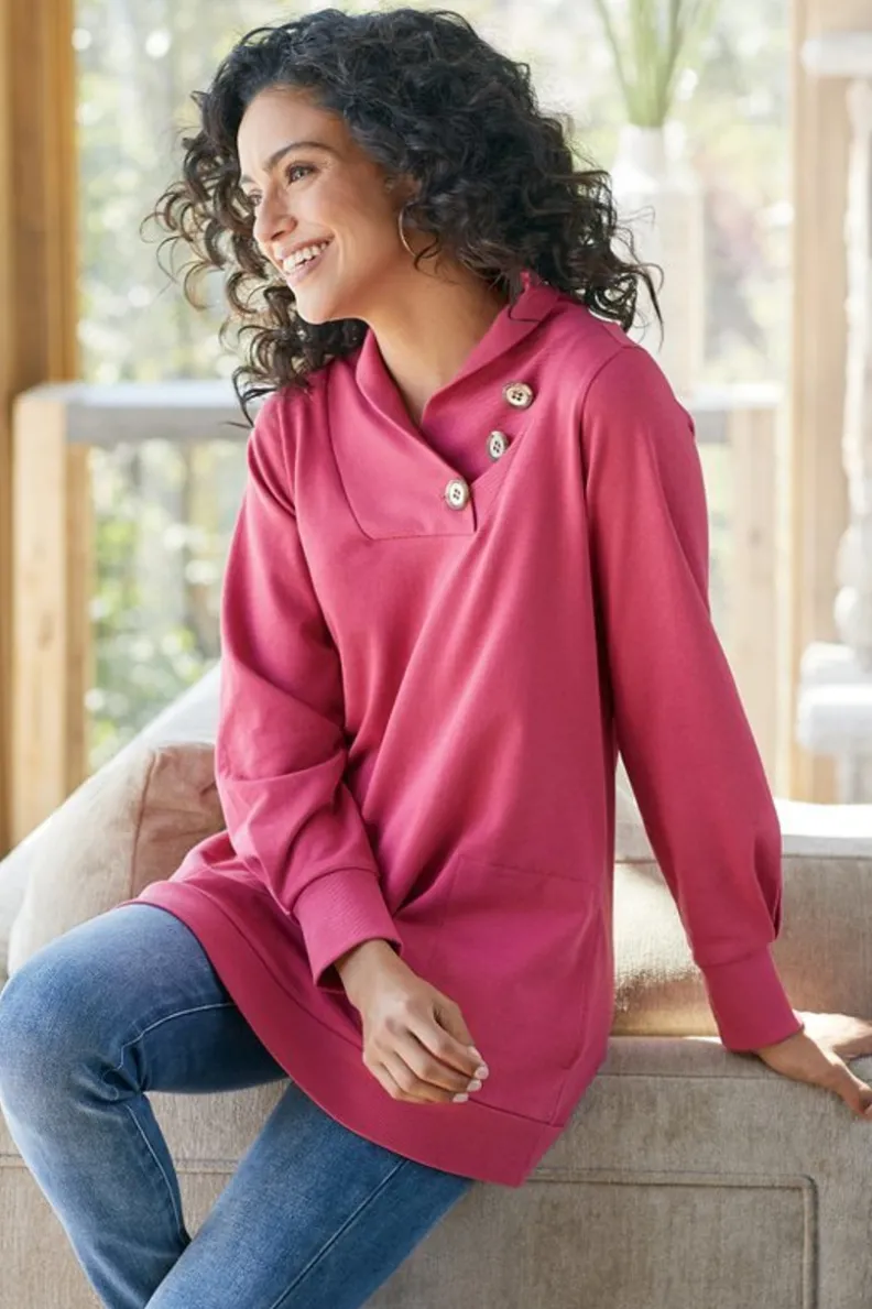Winifred Jersey Acogedor Tops-Soft: Tejido Suave en Tono Canela